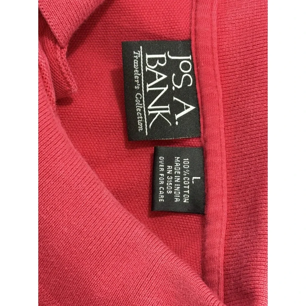 Jos A Bank Mens Large Red Travelers Collection 100%‎ Cotton Polo Shirt